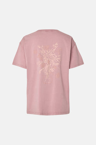 T-shirt rose ENVII avec un léger imprimé floral d'un bouquet au dos.