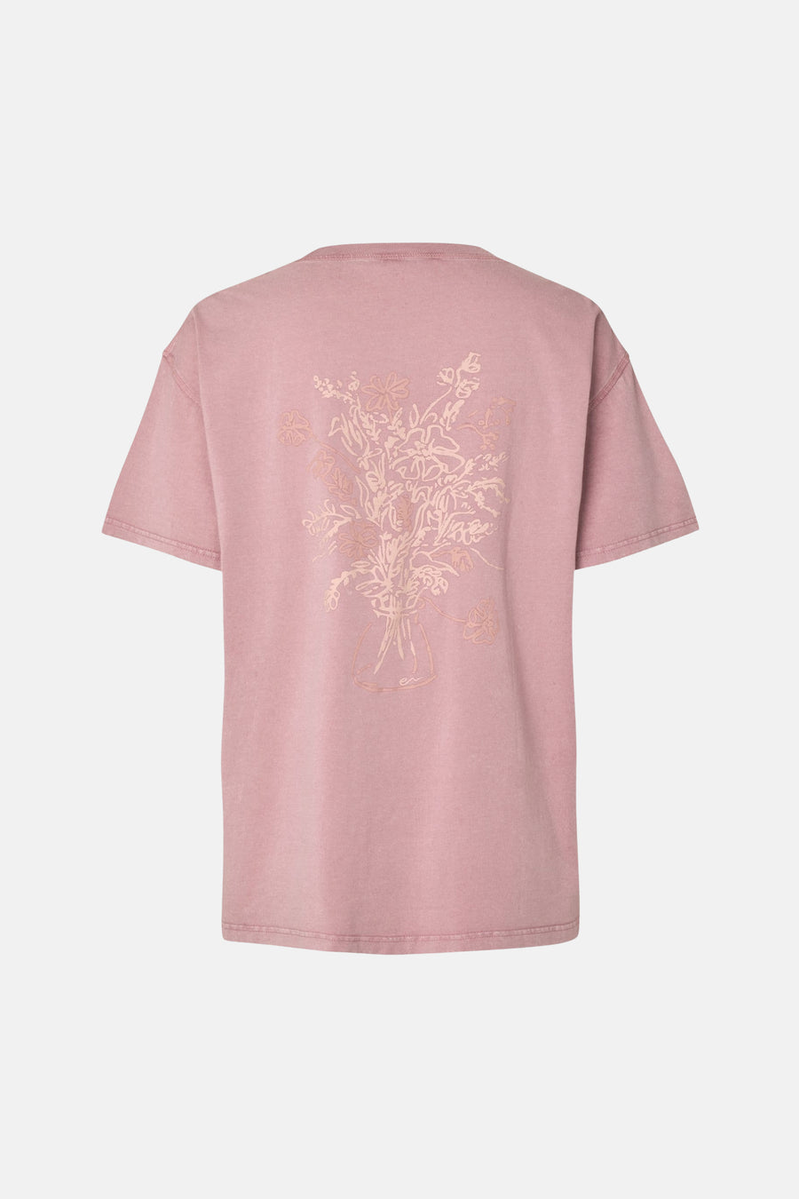 T-shirt rose ENVII avec un léger imprimé floral d'un bouquet au dos.