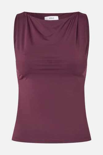 T-shirt sans manches bordeaux d'ENVII, avec une encolure drapée.