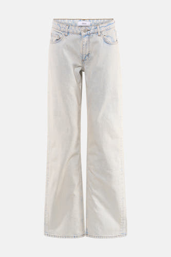 Jean droit bleu clair d'ENVII avec jambes larges, fermeture à boutons et à glissière, et poches classiques, posé à plat.