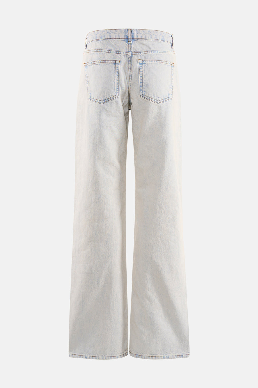 Jean droit bleu clair d'ENVII à jambes larges et poches arrière visibles, vu de dos.