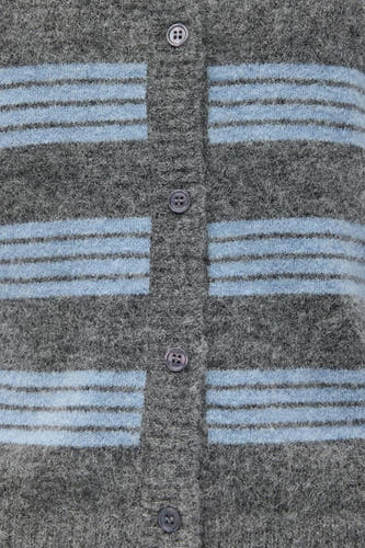 Gilet gris d'ENVII avec des rayures bleu clair et une fermeture à boutons.