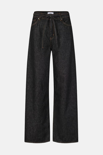 Jean wide denim noir d'ENVII, avec cordon de serrage à la taille et poches.