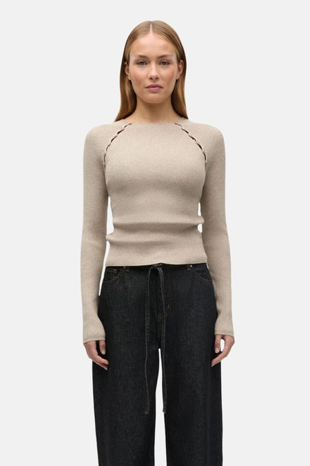 Pull à col rond - beige