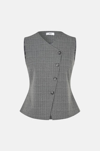 Gilet gris d'ENVII avec fermeture à boutons et une coupe ajustée.