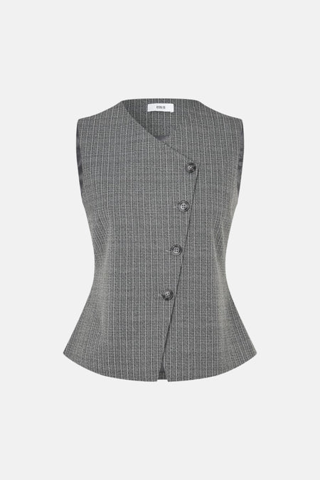 Gilet gris d'ENVII avec fermeture à boutons et une coupe ajustée.