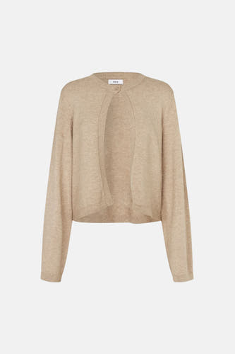Gilet beige de ENVII, avec une fermeture à un seul bouton et des détails en maille côtelée.