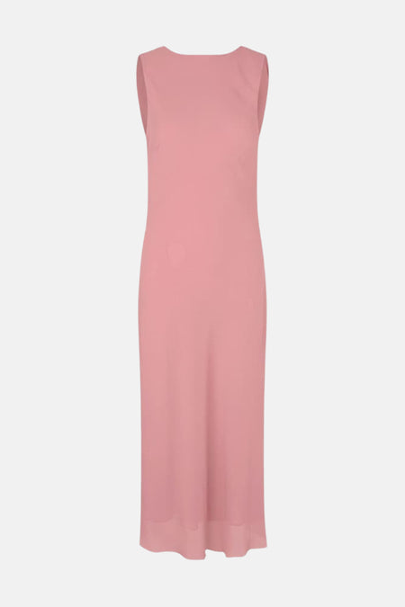 Robe sans manches rose d'ENVII avec encolure bateau, coupe droite et ourlet légèrement transparent.