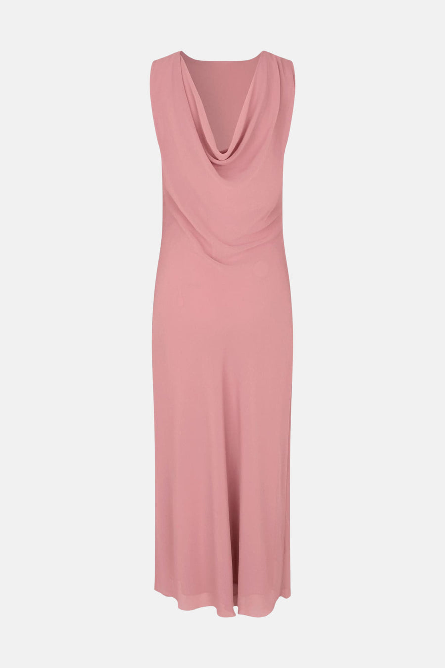 Robe sans manches rose d'ENVII avec col bénitier drapé dans une longueur midi fluide.