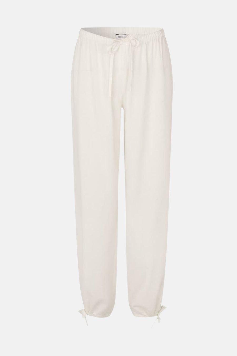 Pantalon blanc ample d'ENVII avec taille élastique et cordons de serrage aux chevilles.