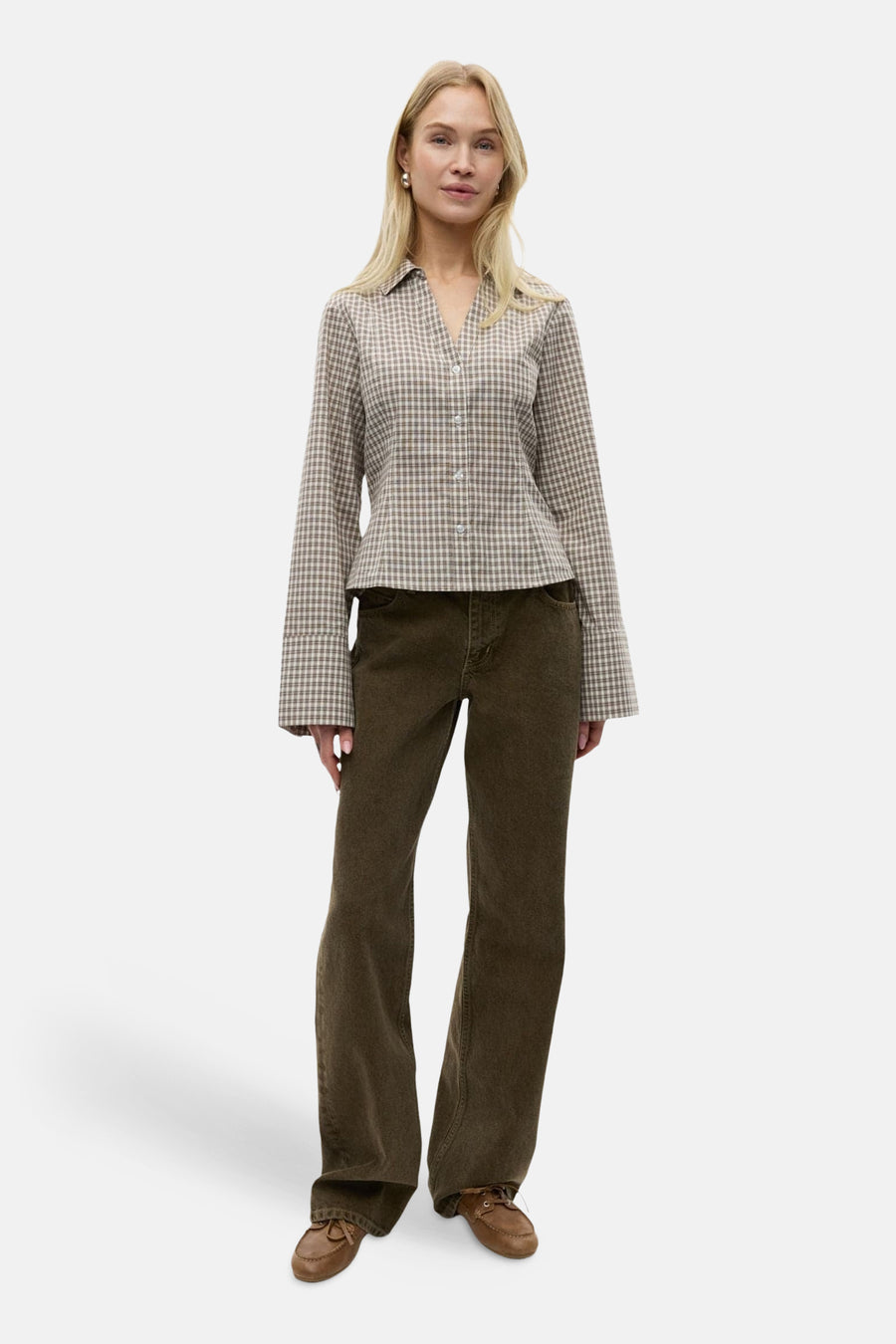 Chemise à manches longues - beige