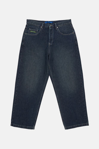 Jean en denim bleu marine large de DC SHOES, avec un lavage vintage et des jambes droites.