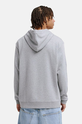 Sweat à capuche gris de DC SHOES, dos avec jean bleu clair.