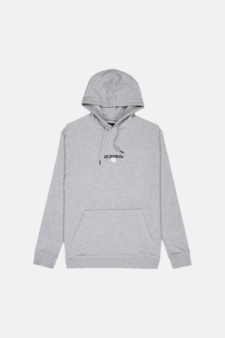 Sweat à capuche gris de DC Shoes, avec logo sur la poitrine et une poche kangourou.