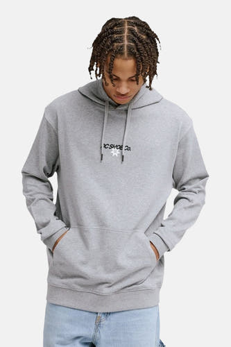 Sweat à capuche gris de DC SHOES, avec manches longues et une poche kangourou à l'avant.
