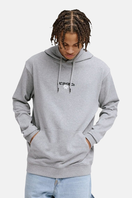 Sweat à capuche gris de DC SHOES, avec manches longues et une poche kangourou à l'avant.