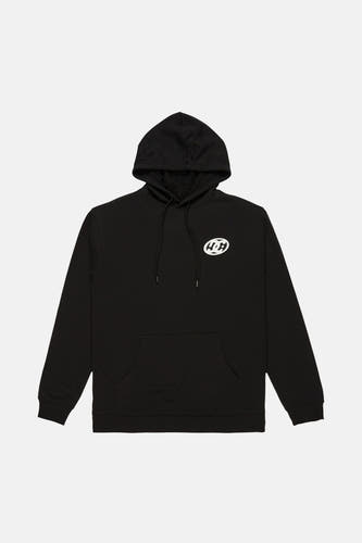 Hoodie noir de DC SHOES avec un logo blanc sur la poitrine et une capuche.