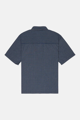 Chemise à carreaux bleus à manches courtes de DC SHOES, vue de dos.