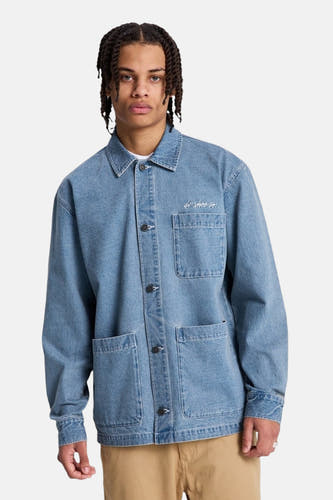 Veste en jean bleu clair de DC SHOES, vue de dos avec des détails en denim.