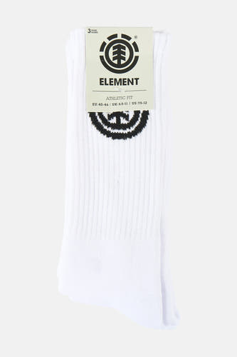 Witte sokken van ELEMENT met een zwart logo.