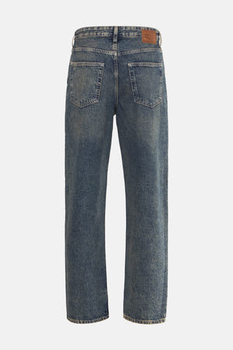 Jean bleu d'ELEMENT avec des jambes larges, vu de derrière, avec une étiquette brune.