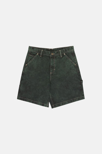 Short en jean vert de ELEMENT, avec coutures contrastées et une subtile texture délavée.