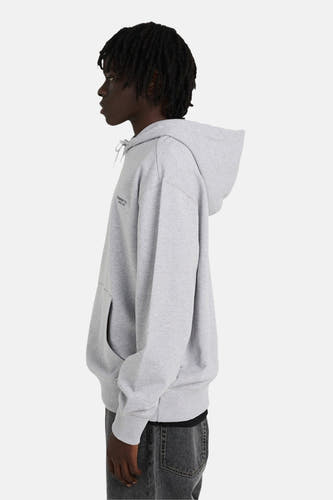 Pull gris à capuche d'ELEMENT, vue de côté, avec poche et cordon.