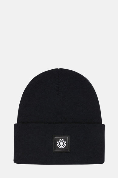 Zwarte Element beanie met wit logo.
