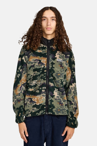 Veste en polaire multicolore d'ELEMENT avec un motif camouflage et une fermeture éclair noire.
