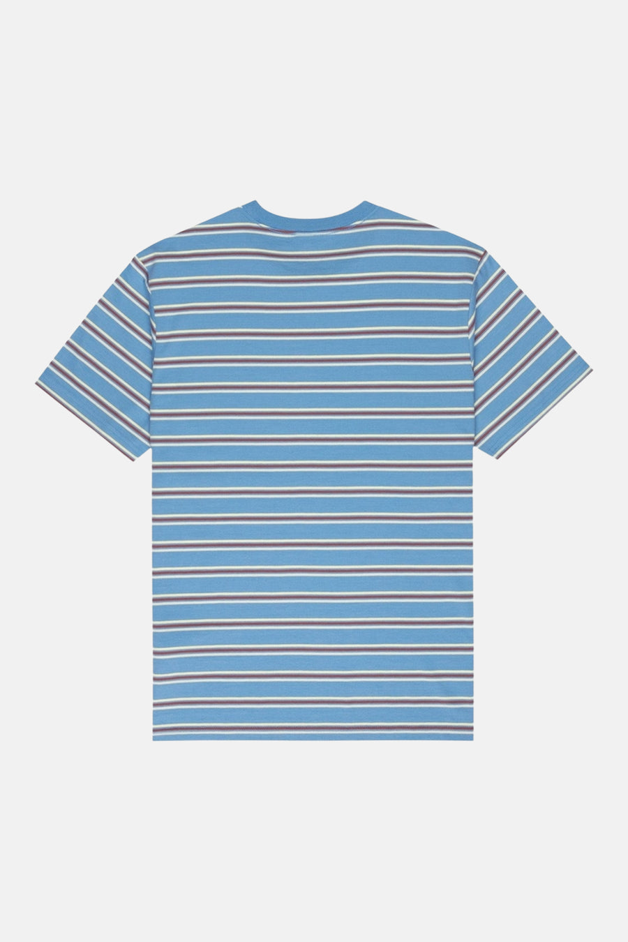T-shirt bleu à manches courtes d'ELEMENT, avec une impression horizontale rayée en bleu, blanc et gris.