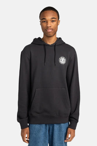Gilet noir avec capuche d'ELEMENT, avec une impression blanche ronde sur le dos.