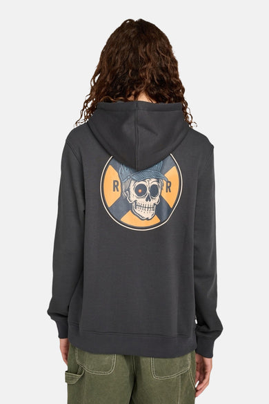 Gilet noir avec capuche d'ELEMENT dot une image ronde d'un crâne sur le dos.