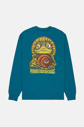Gilet bleu d'ELEMENT avec une image d'un crapaud et d'une limace sur le dos.