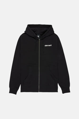 Gilet noir d'ELEMENT, avec fermeture à glissière longue, capuche et deux poches avant.