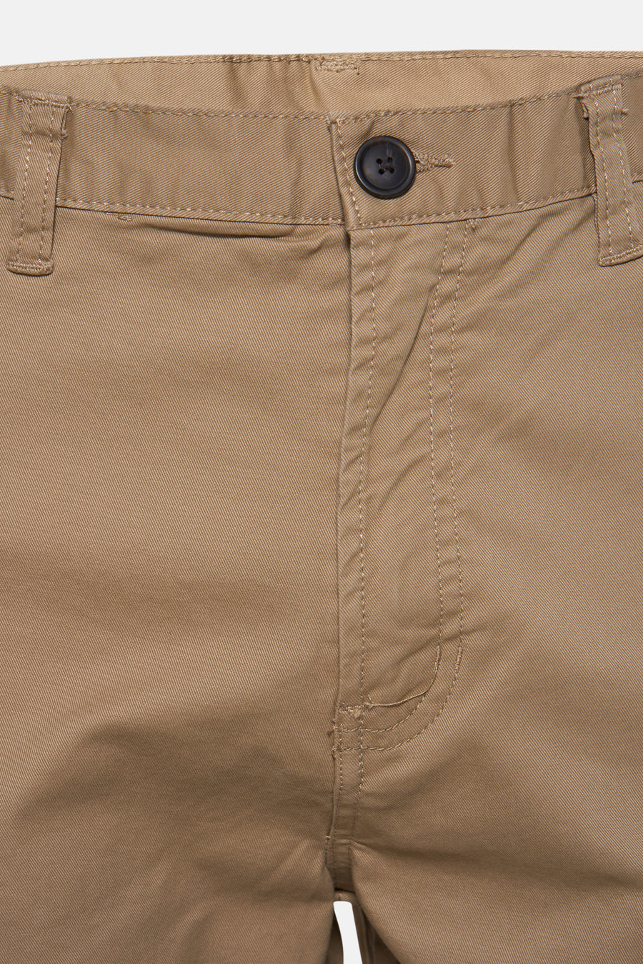 Short beige from ELEMENT, with a black button and stitches around the closure.