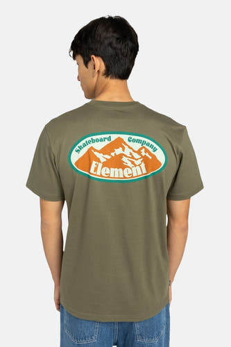 T-shirt vert avec manches courtes d'ELEMENT, avec une impression graphique sur le dos.