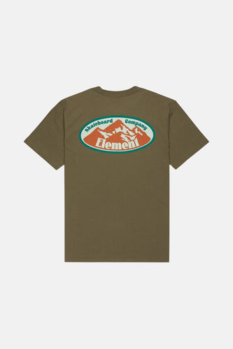 Olijfgroen T-shirt met 'Element'-logo.