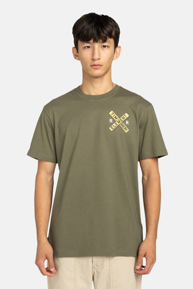 T-shirt coloré à manches courtes d'ELEMENT, avec une impression de logo croisé sur la poitrine.