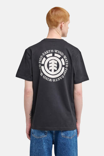 Zwart T-shirt met korte mouwen van ELEMENT, met een witte print op de rug.
