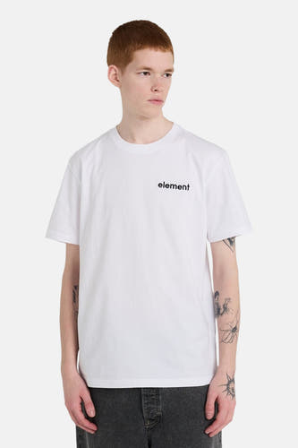 T-shirt blanc à manches courtes de ELEMENT, avec un petit logo noir sur la poitrine.