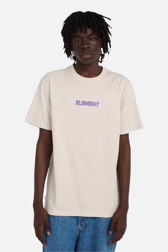 T-shirt beige à manches courtes de ELEMENT, avec un imprimé abstrait et circulaire au dos.