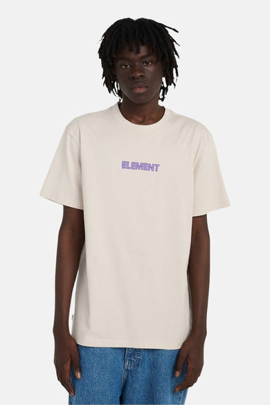 T-shirt beige à manches courtes de ELEMENT, avec un imprimé abstrait et circulaire au dos.