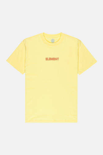 T-shirt jaune à manches courtes de ELEMENT, avec un petit logo orange sur la poitrine.