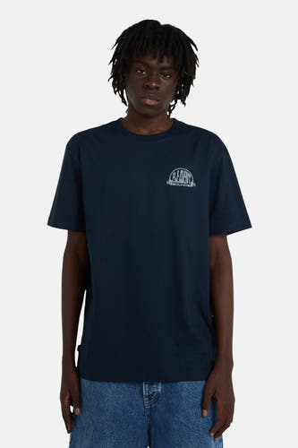T-shirt bleu à manches courtes d'ELEMENT, avec un petit logo sur la poitrine.