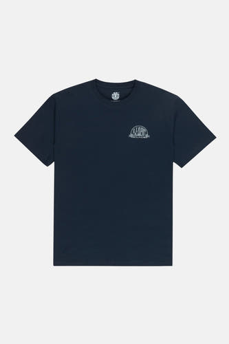 T-shirt bleu à manches courtes d'ELEMENT, avec un petit imprimé sur la poitrine, sur un fond blanc.