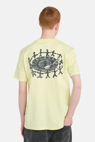 Geel T-shirt met korte mouwen van ELEMENT, met een grafische print op de rug.