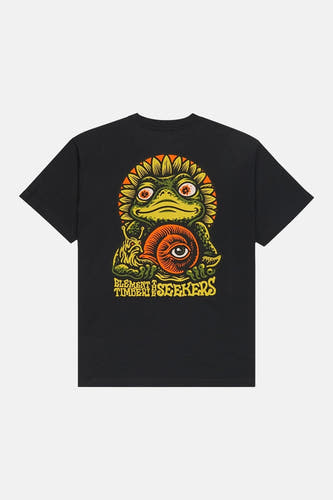 T-shirt à manches courtes noir de ELEMENT avec un imprimé d'une grenouille verte et d'un escargot avec un œil.