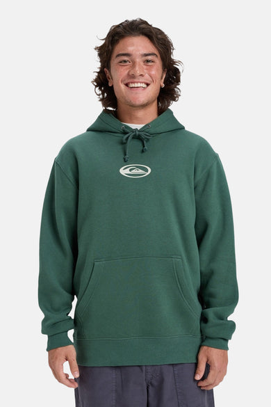 Sweater vert de Quiksilver, des avec des et et un logo sur le logo, et une poche avant.