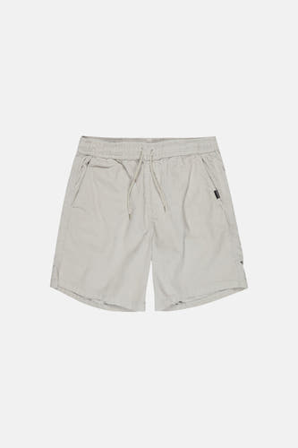 Short gris Quiksilver, avec cordon de serrage et étiquette de marque subtile.