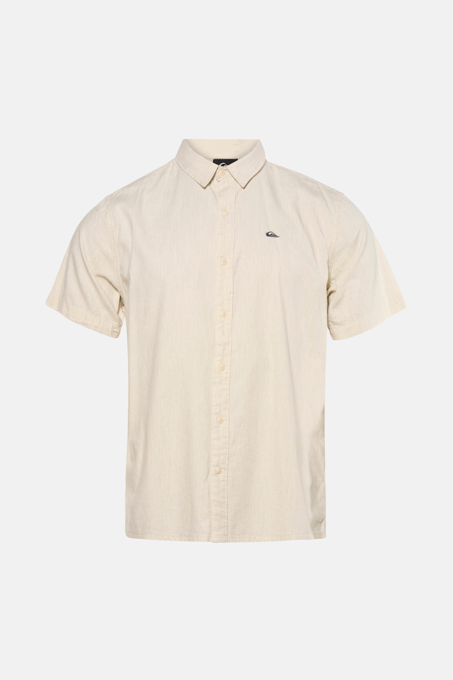 Chemise écru à manches courtes de Quiksilver, avec fermeture boutonnée et un détail logo.